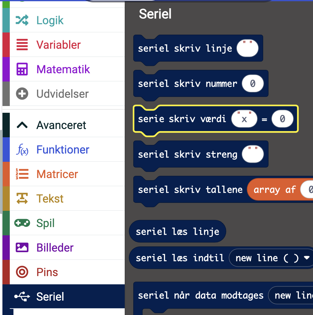 Seriel menu